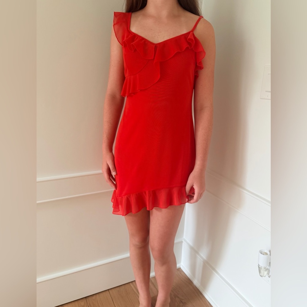 Forever 21 Red Ruffle-Trim Dress NWT; perfect for Homecoming